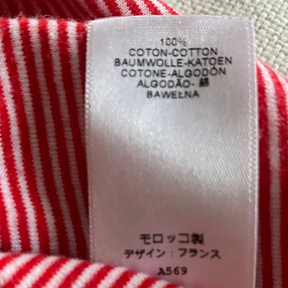 Petit Bateau Red and White Striped Dress with Peter Pan Collar